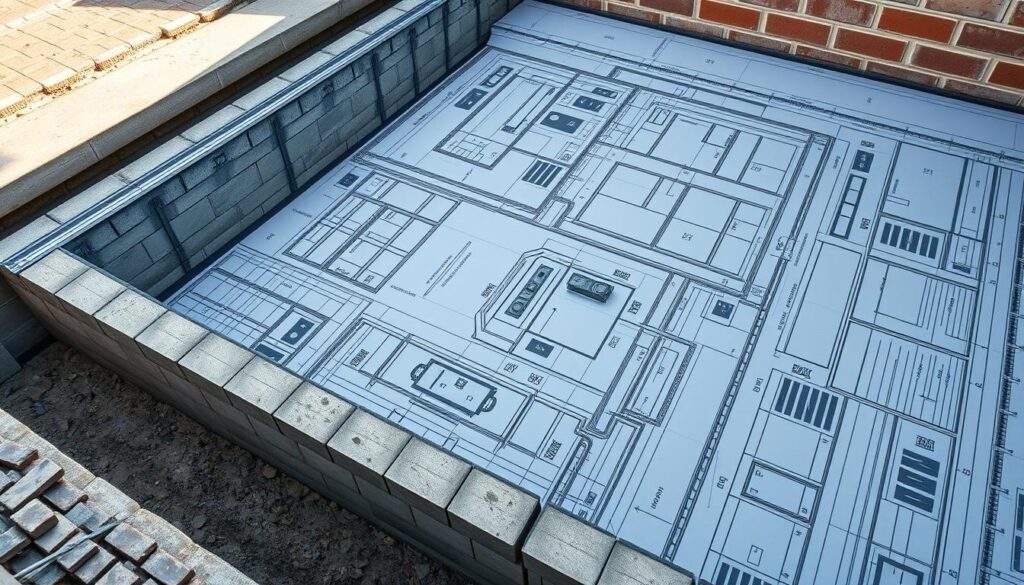 A detailed architectural blueprint of the foundations for a 90m2 house, captured with a professional iPhone 16 Pro Max camera. The image showcases the intricate design and construction of the foundation, including the depth, width, and reinforcement details. The lighting is natural and soft, highlighting the textures and materials used. The perspective is a birds-eye view, allowing the viewer to fully appreciate the scale and complexity of the project. The overall mood is one of precision, technical expertise, and a sense of the importance of a solid foundation for a successful home construction. A detailed architectural blueprint of the foundations for a 90m2 house, captured with a professional iPhone 16 Pro Max camera. The image showcases the intricate design and construction of the foundation, including the depth, width, and reinforcement details. The lighting is natural and soft, highlighting the textures and materials used. The perspective is a birds-eye view, allowing the viewer to fully appreciate the scale and complexity of the project. The overall mood is one of precision, technical expertise, and a sense of the importance of a solid foundation for a successful home construction.