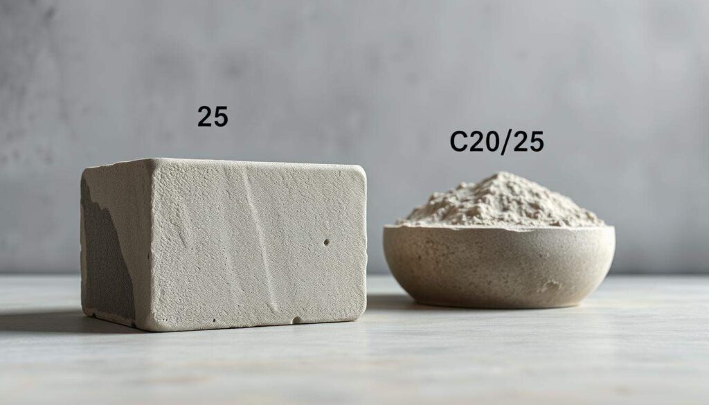 A high-resolution, detailed photograph of various classes of concrete, including B25 and C20/25, shown in a well-lit setting. The image should capture the distinct visual characteristics of each concrete type, such as color, texture, and aggregate composition, to illustrate the differences between the PN-EN 206 strength classes. The photograph should be taken from an angle that provides a clear, informative view of the concrete samples, with a clean, neutral background that allows the materials to be the focal point. The lighting should be natural and evenly distributed, highlighting the nuances of the concrete's appearance. The overall mood should be one of technical precision and educational clarity, suitable for use in an informative article on concrete construction. A high-resolution, detailed photograph of various classes of concrete, including B25 and C20/25, shown in a well-lit setting. The image should capture the distinct visual characteristics of each concrete type, such as color, texture, and aggregate composition, to illustrate the differences between the PN-EN 206 strength classes. The photograph should be taken from an angle that provides a clear, informative view of the concrete samples, with a clean, neutral background that allows the materials to be the focal point. The lighting should be natural and evenly distributed, highlighting the nuances of the concrete's appearance. The overall mood should be one of technical precision and educational clarity, suitable for use in an informative article on concrete construction.