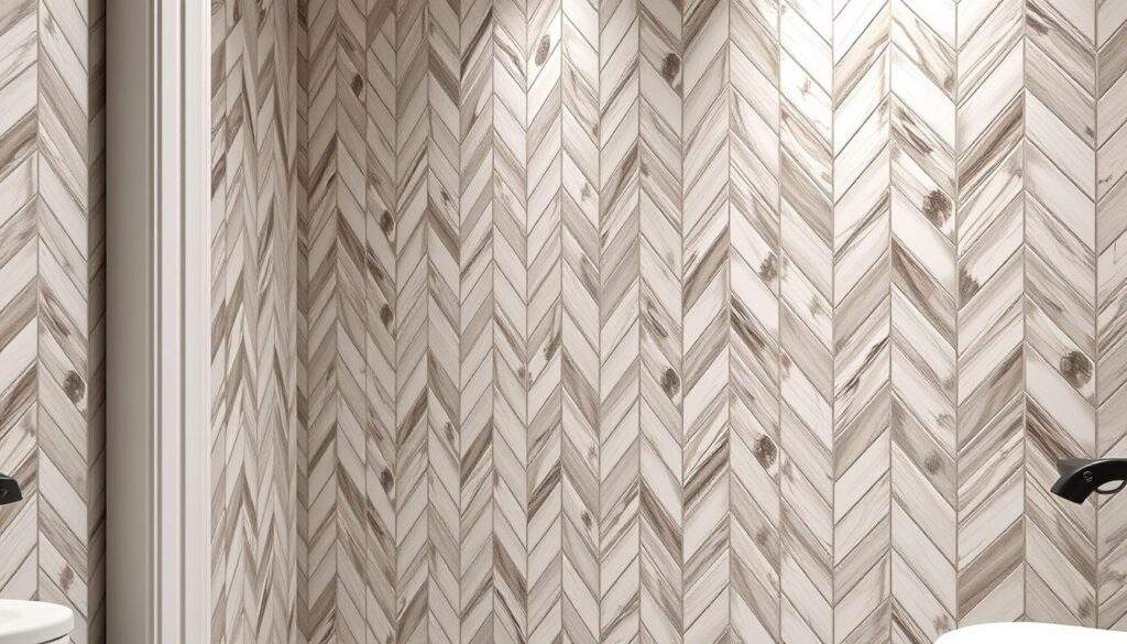 A stylish bathroom wall adorned with elegant herringbone tiles, capturing the timeless charm of the 2025 design trend. The intricate pattern creates a sense of depth and movement, effortlessly blending classic elegance with modern sensibilities. Soft, even lighting from an iPhone 16 Pro Max camera accentuates the natural variations in the tile texture, while the high-resolution lens captures every nuanced detail. The overall composition exudes a sophisticated and serene ambiance, inviting the viewer to appreciate the beauty and practicality of this revived bathroom design. A stylish bathroom wall adorned with elegant herringbone tiles, capturing the timeless charm of the 2025 design trend. The intricate pattern creates a sense of depth and movement, effortlessly blending classic elegance with modern sensibilities. Soft, even lighting from an iPhone 16 Pro Max camera accentuates the natural variations in the tile texture, while the high-resolution lens captures every nuanced detail. The overall composition exudes a sophisticated and serene ambiance, inviting the viewer to appreciate the beauty and practicality of this revived bathroom design.