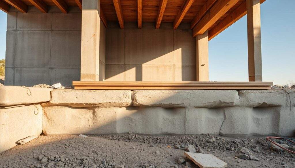 Solid concrete foundations supporting a small 35m² house, showcasing the importance of a strong structural base. Captured in a detailed, high-resolution image with an iPhone 16 Pro Max, featuring warm, natural lighting highlighting the texture and durability of the foundations. The scene conveys a sense of stability, longevity, and the critical role these unseen elements play in the construction and safety of a compact, efficient residential dwelling in the year 2025. Solid concrete foundations supporting a small 35m² house, showcasing the importance of a strong structural base. Captured in a detailed, high-resolution image with an iPhone 16 Pro Max, featuring warm, natural lighting highlighting the texture and durability of the foundations. The scene conveys a sense of stability, longevity, and the critical role these unseen elements play in the construction and safety of a compact, efficient residential dwelling in the year 2025.