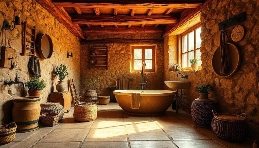 Łazienka w stylu rustykalnym – drewno, kamień i naturalny urok