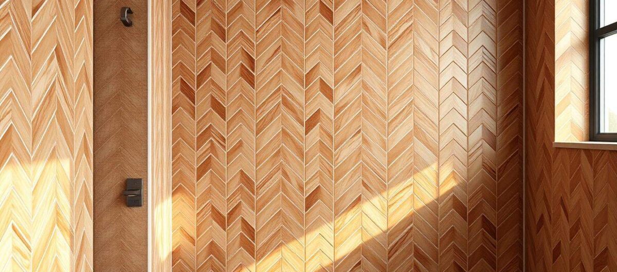 Płytki w jodełkę na ścianie łazienka – stylowy trend 2025 roku