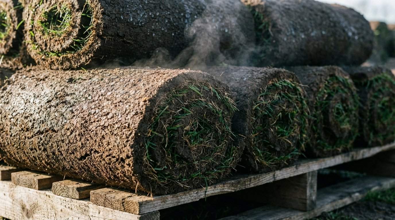 Jak długo trawa z rolki może leżeć zwinięta na palecie przed ułożeniem?