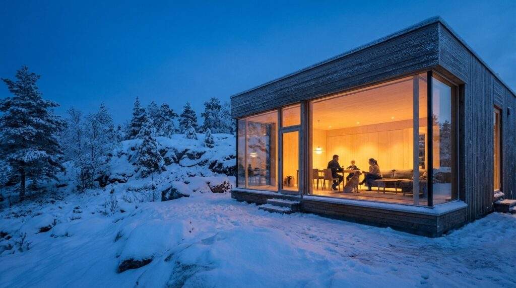 Wide shot at blue hour