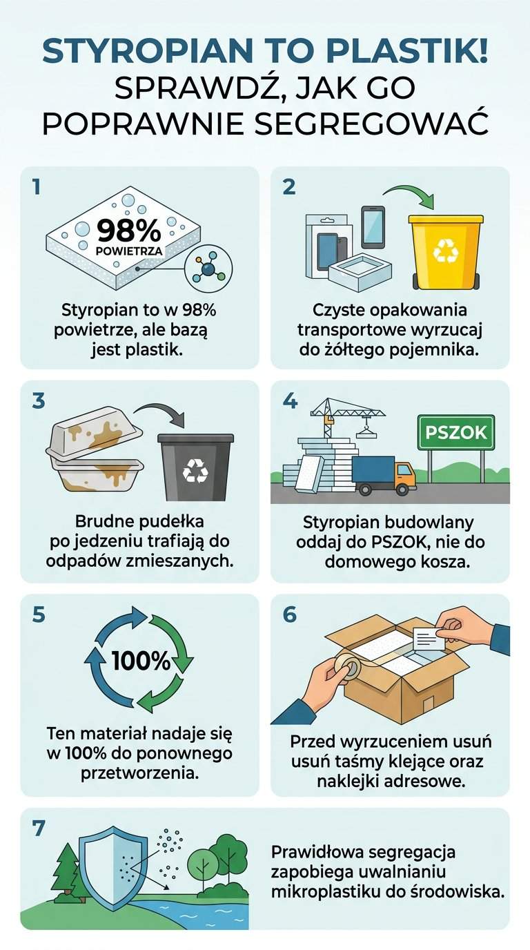 Infografika: Czy styropian to plastik? Sprawdź zanim wyrzucisz