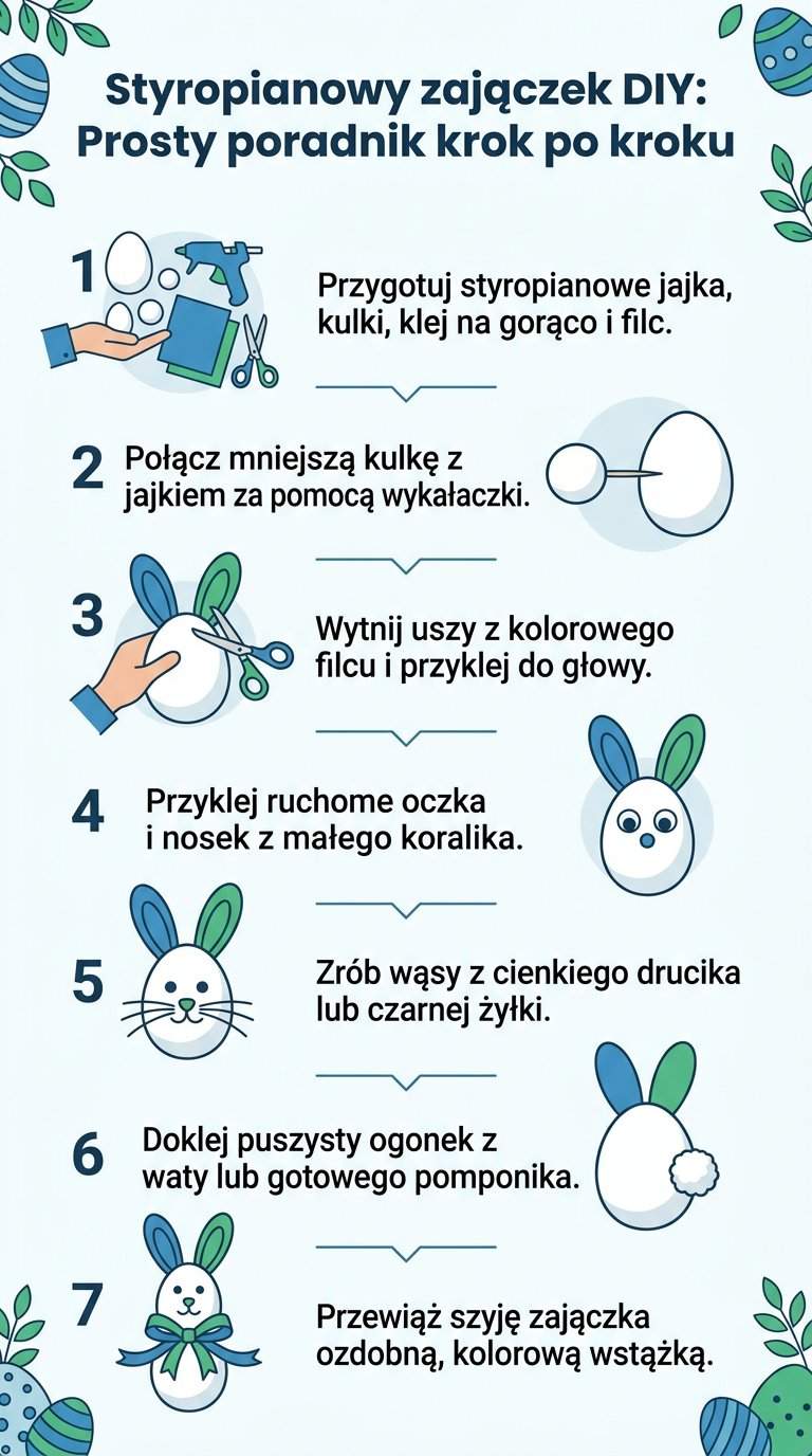 Infografika: Jak zrobić zajączka wielkanocnego ze styropianu? Poradnik