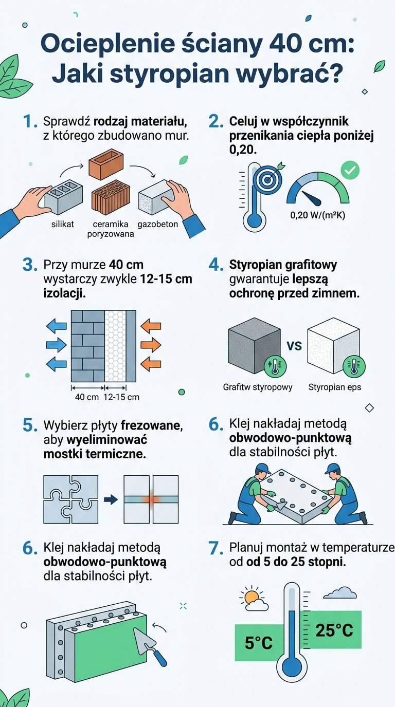 Infografika: Mur 40 cm jaki styropian? Zaplanuj budowę