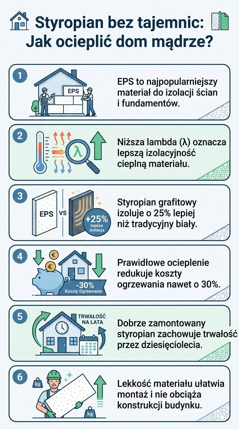 Infografika: Styropian – co warto wiedzieć? Kompleksowy przewodnik po izolacji termicznej