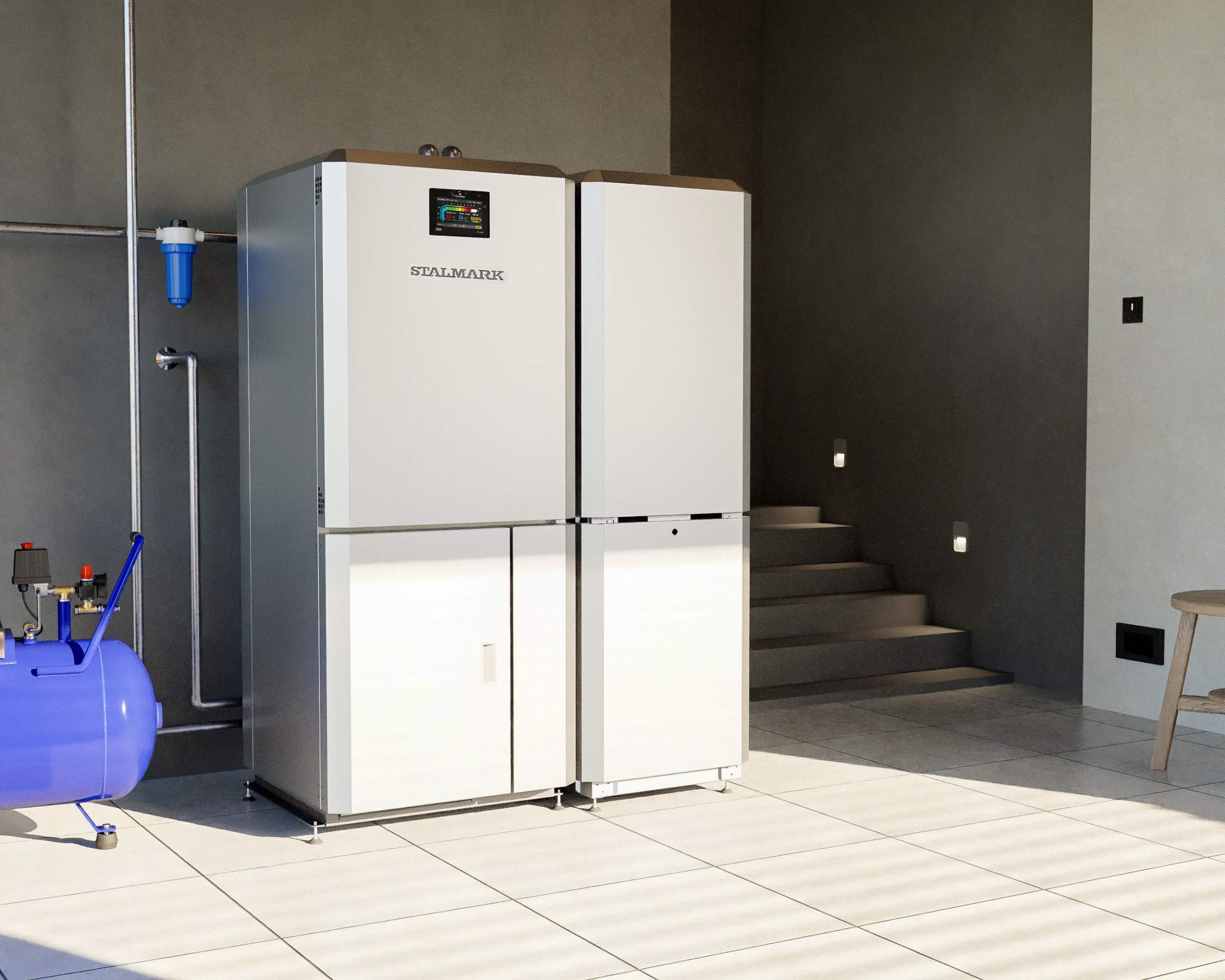 Piec dwufunkcyjny Stalmark Hydro Silver wpięty do instalacji centralnego ogrzewania